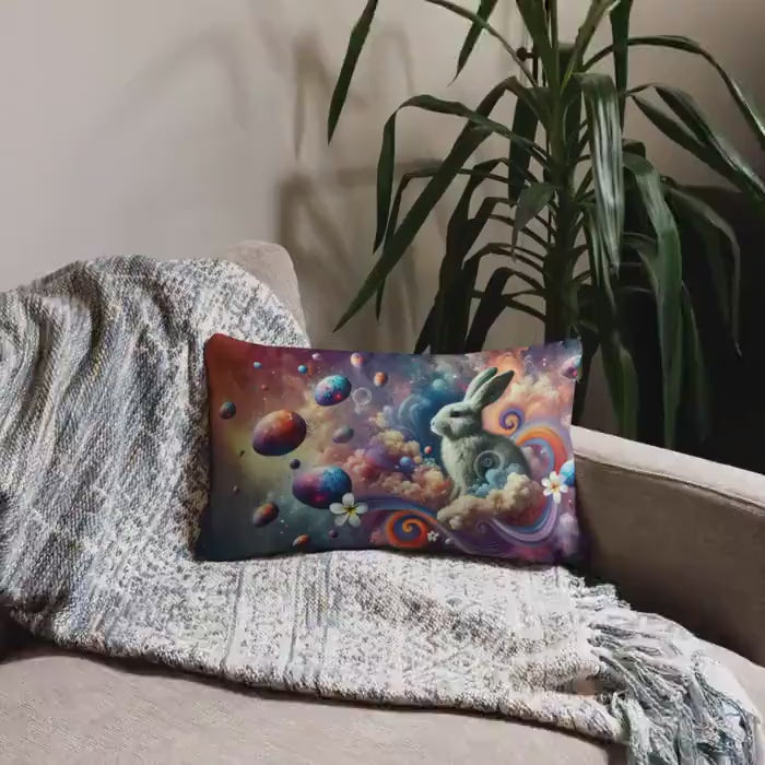 Load video: Surreal Easter Decorative Pillow | Unique Easter Throw Pillow | Spring Home Decor for Festive Celebrations &amp; Gift Ideas