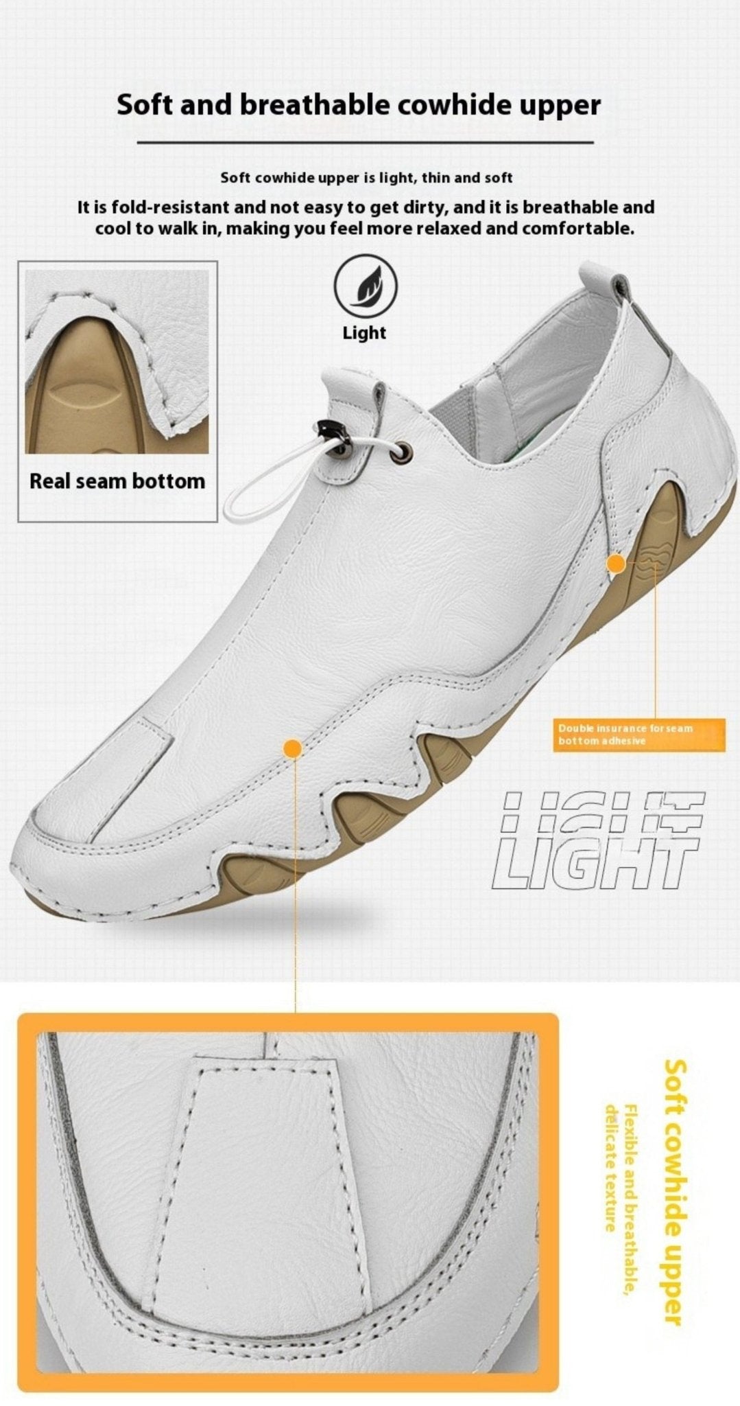 Men's Plus Size Sports Genuine Leather Leather Shoes - Elora Moda